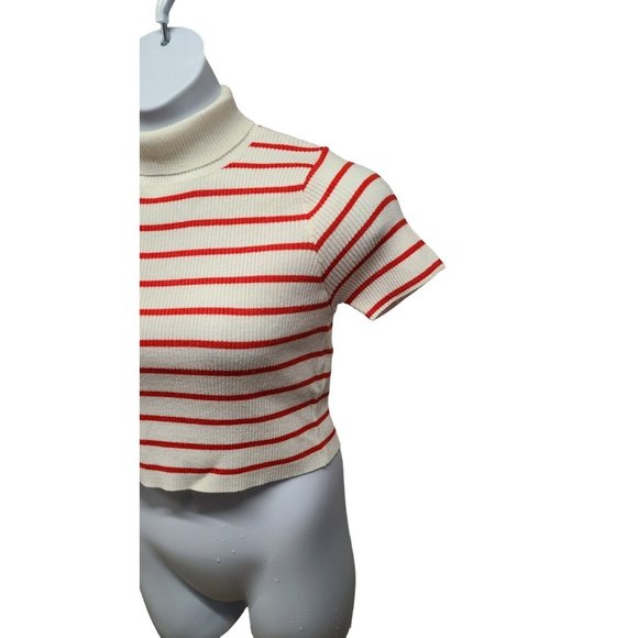 Callahan Knitwear Womens Size Small Cropped Lucy Turtleneck Sweater Stri… - Picture 5 of 7
